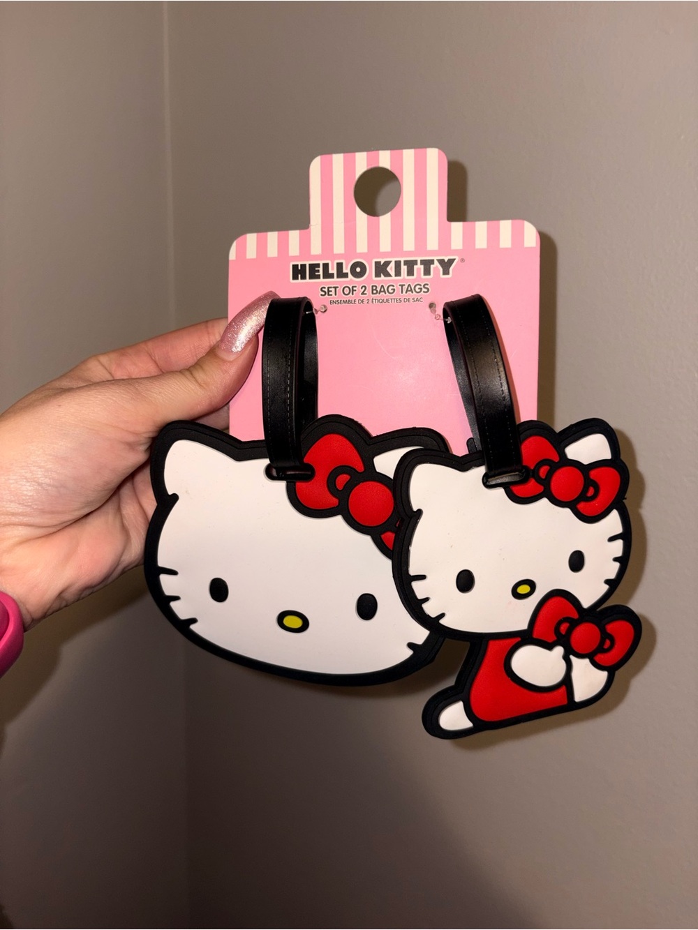 Hello Kitty White, Red & Black Silicone Bag Tags - Set of 2